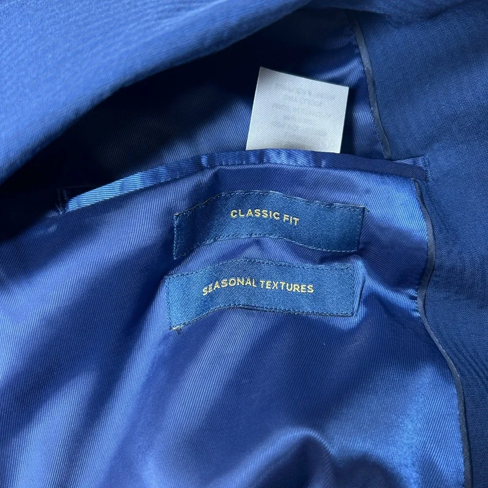 Stafford Textured Sport Coat Mens 46R 46 Blue Classic Fit‎ Cotton Stretch